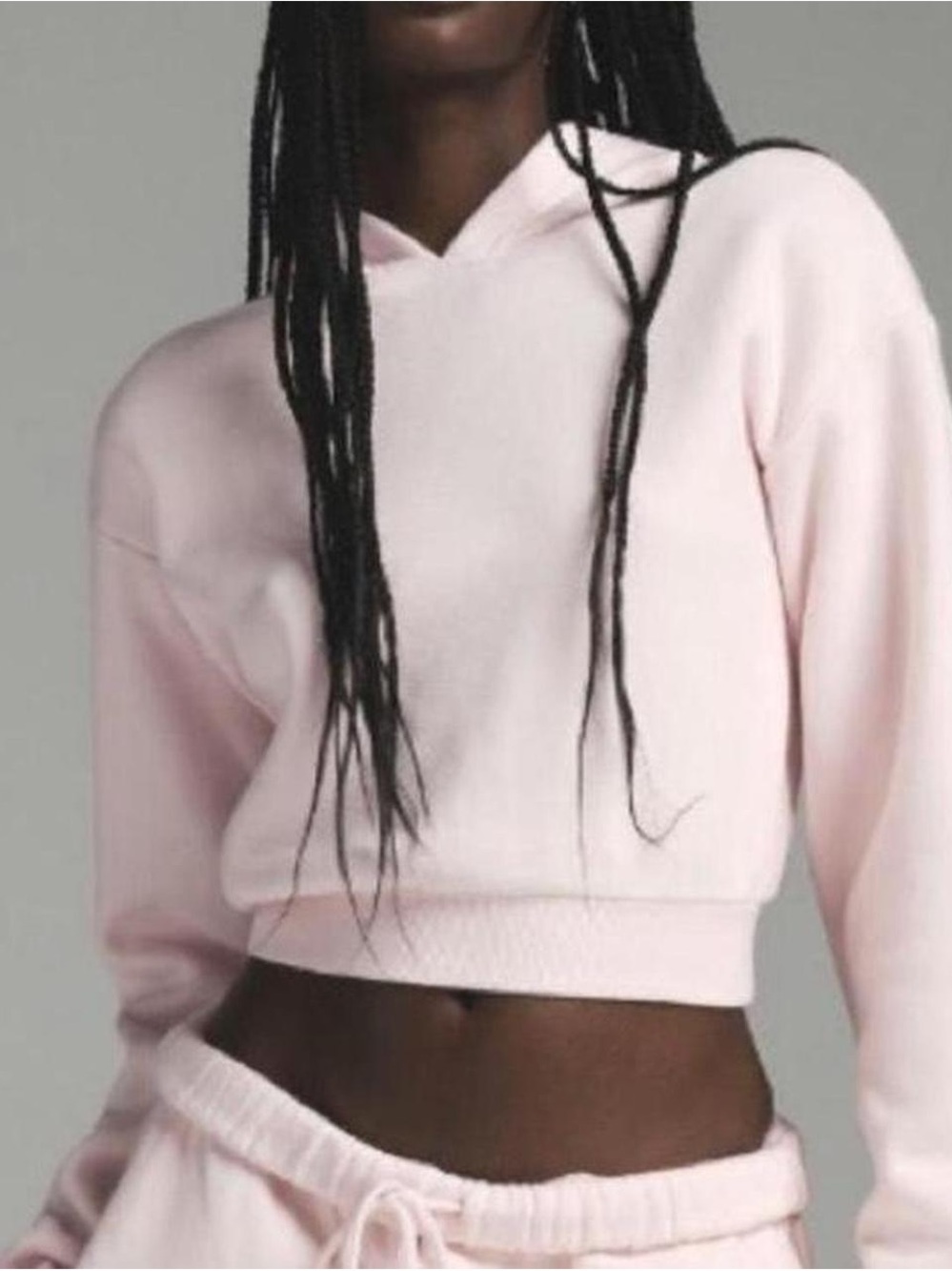 SKIMS Pale Pink Cropped Hoodie